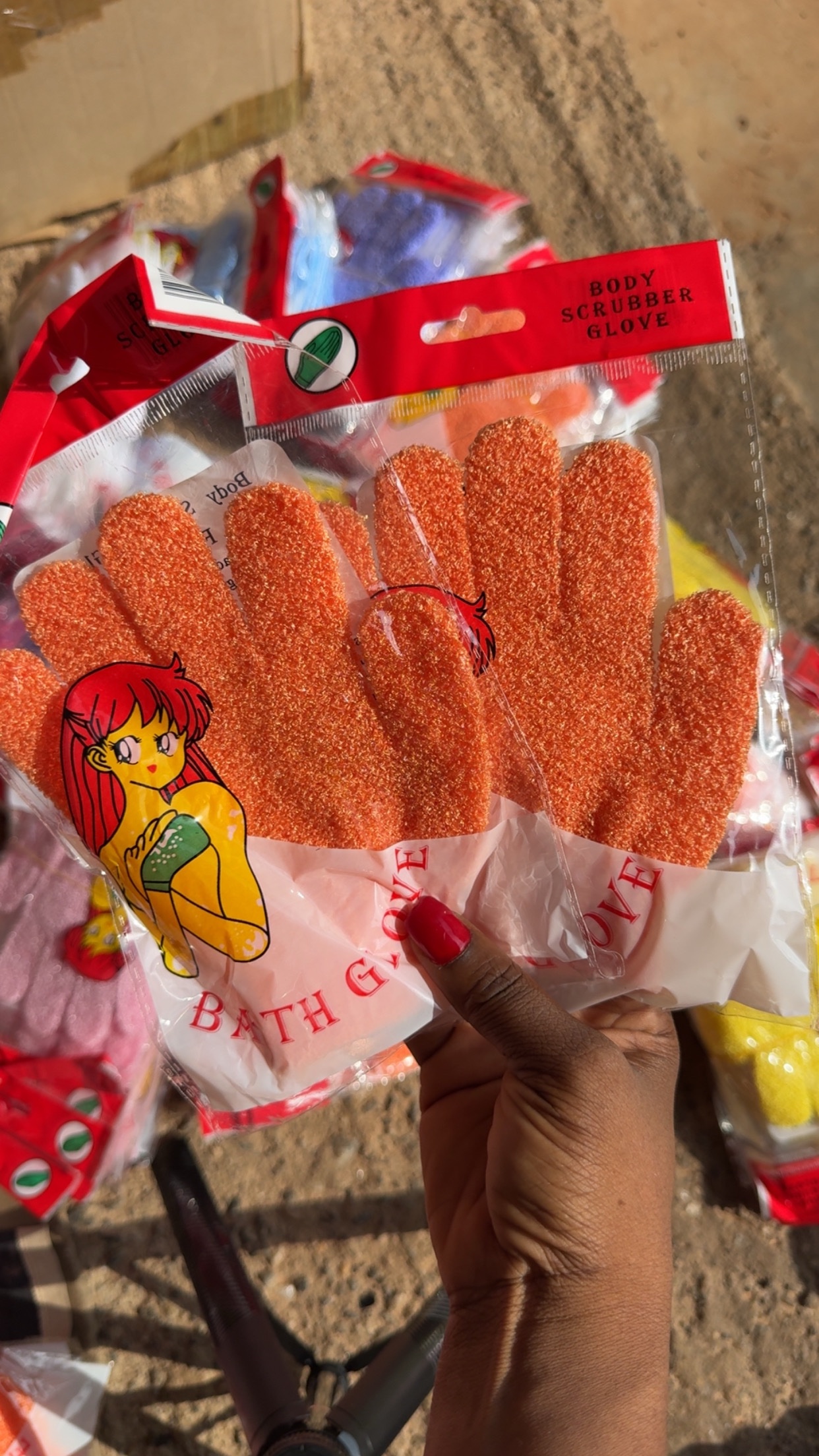 Orange Exfoliating Gloves