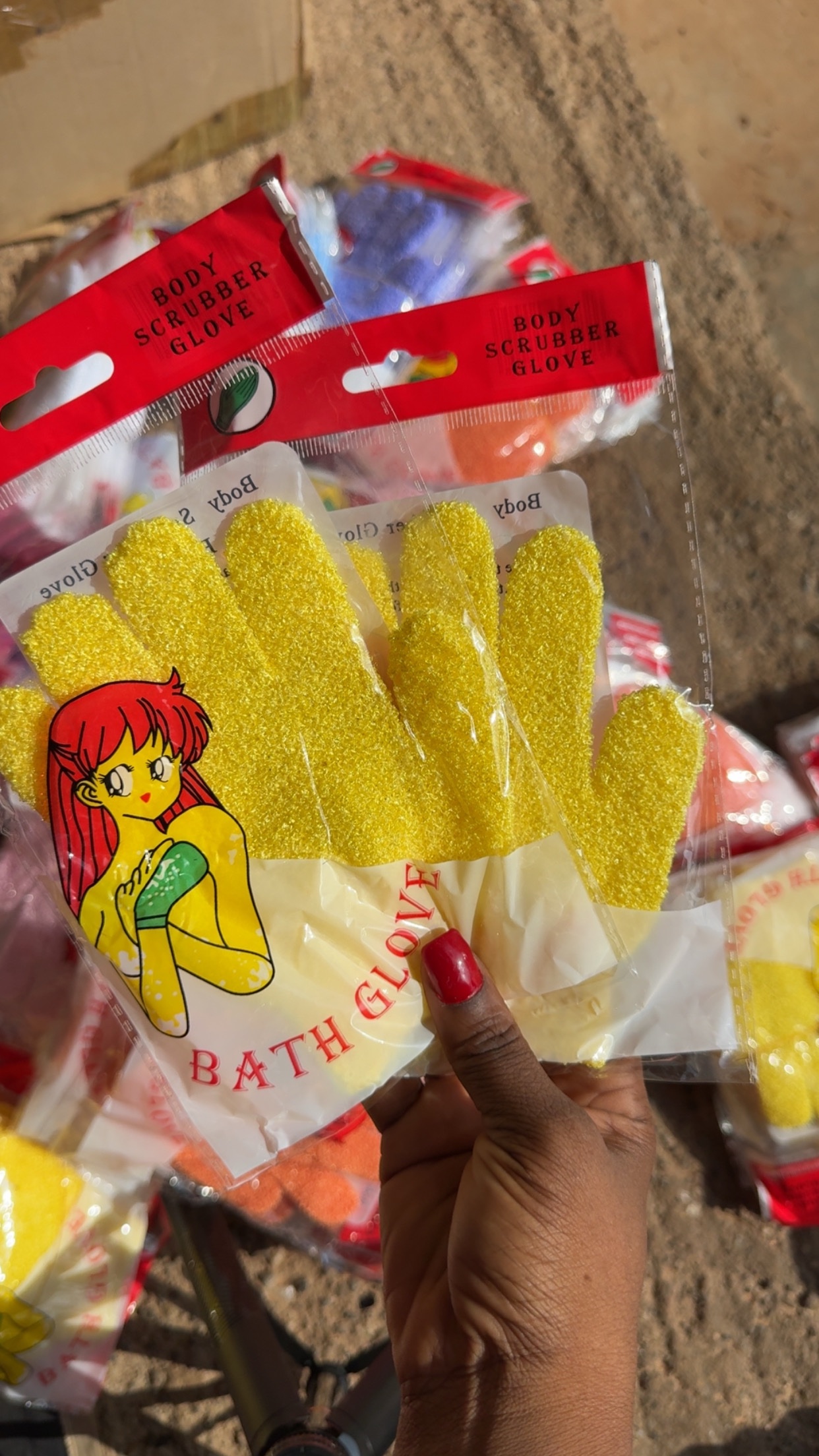 Yellow Exfoliating Gloves