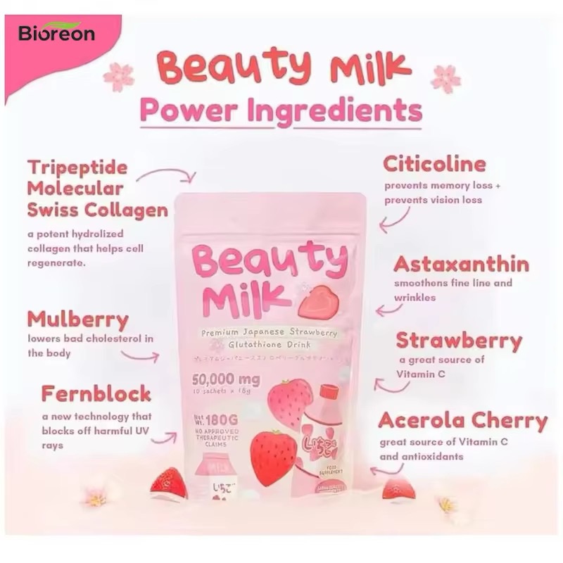 Beauty Milk Premium Japanese Strawberry Glutathione Drink - Image 2